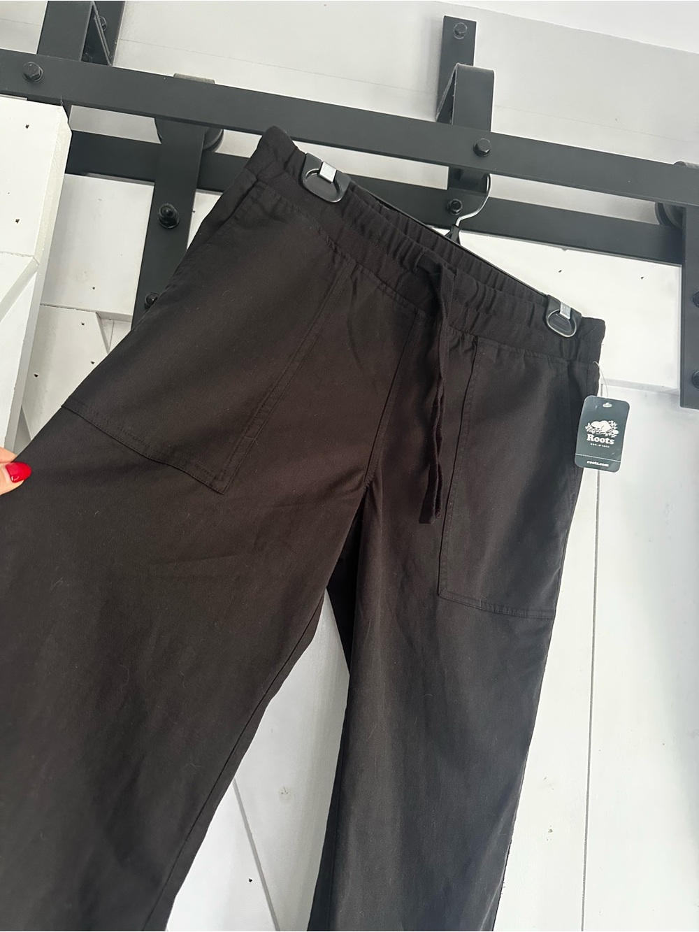 Roots Black Drawstring Joggers